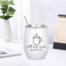 1個便攜式的雙層不銹鋼杯子,配有蓋子,咖啡杯,可愛的水杯,適用於室內家庭辦公室和戶外旅行。 - 粉色 - 查看 3