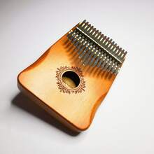 1入木製17鍵拇指琴樂器,圓形手部保護設計,已調至標準音高,完美的家庭和兒童音樂禮物 - 紅木色 - 查看 3