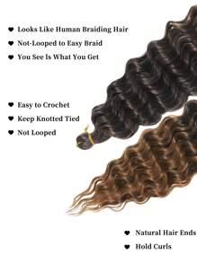 Peluca trenzada de ganchillo de onda oceánica suave negra y marrón de 22 pulgadas, peluca sintética rizada de trenzado de onda profunda (22 pulgadas, T1B/30#) - Multicolor - Ver 7