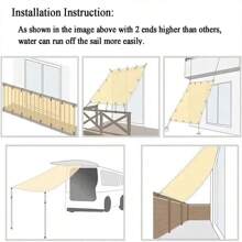 防水長方形遮陽帆,具有防uv功能,適用於陽台隱私屏幕,室外遮陽帆布,帶4條繩子防偷窺,適用於戶外庭院遮陽棚 - 米色 - 查看 8
