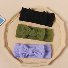 3入組嬰兒和兒童彈性頭帶,紋理和襞細節裝飾和蝴蝶結裝飾 - 彩色 - 查看 1
