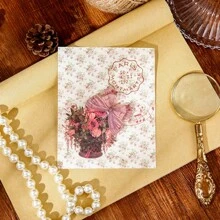 40pcs Vintage Style Scrapbooking Stickers Material Package, Handmade Collage Material For Holiday Gift Diy Decoration Base Paper, Personalized Planning Creative Stationery For School - Dusty Pink - View 6