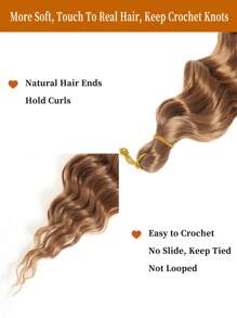 22英寸柔软棕色海洋波浪钩编假发，深波浪扭辫钩编发片卷曲编织合成假发（22英寸） - 棕色 - 查看 5