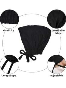 Awegeo 女士头巾内衬 - 可调节系带头巾，柔软透气休闲头巾，适合日常佩戴，灵感源自护发底帽睡眠帽 - 黑色 - 查看 4