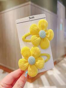 2入組兒童髮夾-可愛的向日葵髮夾適用於女孩,適用於小女孩,不會損壞頭髮 - 黃色 - 查看 3