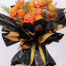 20入組/盒雙色防水鍍金花束包裝紙,用於婚禮裝飾 - 黑色 - 查看 12