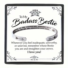 REEBONZ 不鏽鋼雕刻箭頭和甜蜜言詞的別緻手鐲,男女皆宜,可選擇自己喜歡的顏色和配有禮品盒和禮品卡的情人節禮物 - Bracelet+Message Card+Gift Box - 查看 1