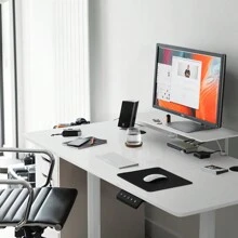 Devoko 120/140/160 Cm Desk Height-Adjustable Shelf Height-Adjustable Desk Ergonomic Table Top Monitor Shelves,Stand-Sit Desk Computer Desk Easy Assembly Home Office - trắng - Xem 3