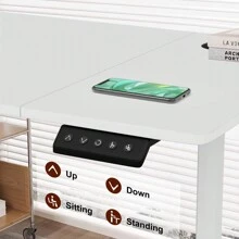 Devoko 120/140/160 Cm Desk Height-Adjustable Shelf Height-Adjustable Desk Ergonomic Table Top Monitor Shelves,Stand-Sit Desk Computer Desk Easy Assembly Home Office - trắng - Xem 6
