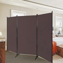 Screen, Room Divider For Privacy, Partition Made Of Fabric & Metal, Opaque Partition, Stable With Support Feet, Easy To Store, For Garden Balcony Office - Brown - View 3