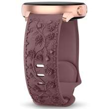 Unbeinst 1 条 20 毫米压纹玫瑰硅胶表带，女式防水运动表带，兼容三星 Galaxy Watch 6/5/4（40 毫米 44 毫米）/Galaxy Watch 5 Pro（45 毫米）/Galaxy Active 2/Galaxy Watch 3 - 煙紫色 - 查看 1