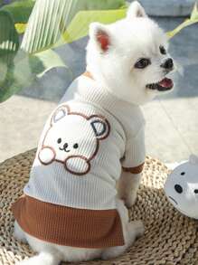 1pc Casual & Fashionable Pet's T-Shirt, Suitable For Cat/Dog, With Bear/Teddy Design, For Medium Sized Dogs, Winter - Beige - View 12