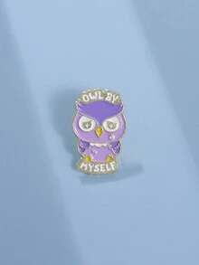 1隻可愛的紫色貓頭鷹造型胸針,卡通動物徽章,適合男女每日穿著的時尚珠寶,可用於衣服和背包上 - 動物 - 查看 1