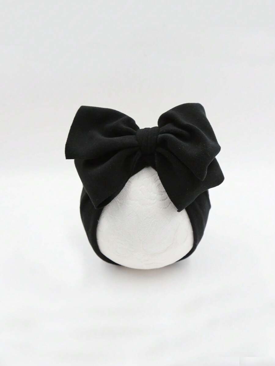 1pc Baby Hat - Double-Layer Big Bowknot & Pleats Infant Beanie - Newborn Child Cap - Suitable For Infants