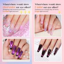 Voky全新7ml多巴胺糖果雙色指甲閃粉貓眼晶體石貓眼膠適用於美甲沙龍/家居美甲, 有長指甲/中長指甲/短指甲多種款式 - 彩色 - 查看 5