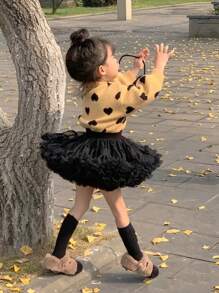 少女可愛迷人淑女甜美花朵蓬蓬裙，適合派對、沙灘、生日禮物，四季皆宜 - 黑色 - 查看 1