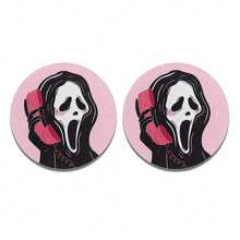 2pcs Skulls Talking On The Phone Creative And Funny Texture Car Cup Coasters Non-Slip Cup Holder Mats - Multicolor - View 9