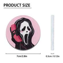 2pcs Skulls Talking On The Phone Creative And Funny Texture Car Cup Coasters Non-Slip Cup Holder Mats - Multicolor - View 7