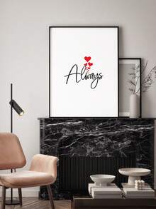 DIY框裝畫30x40cm捲軸畫簡約黑白愛情文字裝飾成人情侶生日藝術禮物，時尚家居牆壁裝飾，無框畫布 - 30x40cm no frame-always - 查看 7