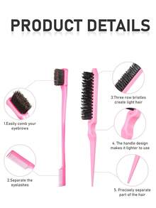 4 件/套发蜡棒造型梳套装 - 1 件绿色发蜡棒用于发际线和假发，1 件粉色发刷用于梳理发际线，1 件粉色边缘刷用于保持发际线光滑，1 件粉色尾梳用于造型，可作为圣诞礼物 - 15g Pink 4 Piece Set - 查看 5