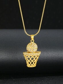 1 件篮球爱好者夸张朋克创意高档篮球吊坠项链男孩街头珠宝配饰青少年生日礼物 - 彩色 - 查看 9