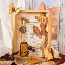 20 Sheets Vintage Coffee-Stained & Gold Foil Detail Scrapbooking Sticker Pack - Multicolor - View 11