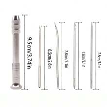 Leather Sewing Awl Set Replaceable Multifunctional Shoes Repair Tool Kit Punch Stitching Needles DIY Sewing Leathercraft - Silver - View 5