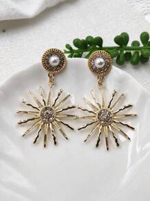 1pair Sunflower Non-Pierced Clip On Earrings - Multicolor - View 3