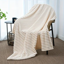 TEXSTEAD 1pc Fleece Blanket Throw Blanket, Fuzzy Super Soft, Plush Luxury Flannel Throw Blanket, Warm Ribbed Microfiber Blanket For Sofa Couch Bedv - Ivory - View 8