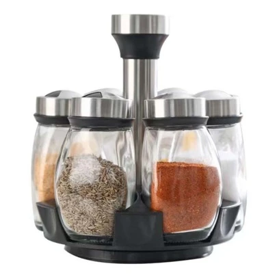 Especiero Giratorio 360º Juego 6 Frascos Acero Inoxidable