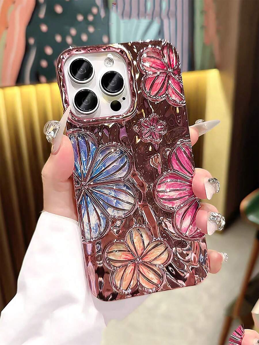 Ốp lưng TPU Dopamine mạ điện lấp lánh phong cách retro tối giản, cá nhân hóa, họa tiết hoa sơn dầu 3D cho iPhone 14, 14 Pro, 14 Plus, 14 Pro Max, 15, 15 Pro, 15 Pro Max, 16, 16 Pro, 16 Plus, 16 Pro Max, 17, 17 Pro, 17 Air, 17 Pro Max - Rượu sâm banh - Xem 1