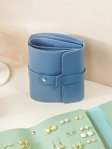 1pc Women's Portable Multifunctional Earring Organizer With Book-Shaped Design, Large Capacity (42 Pairs Of Earrings) For Daily And Travel Use - Blue - View 4