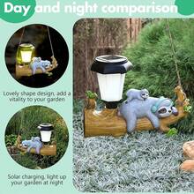 Outdoor Led Solar Light Hanging Sloth Shaped Cartoon Animal Garden Decor Lamp - Brown - View 4