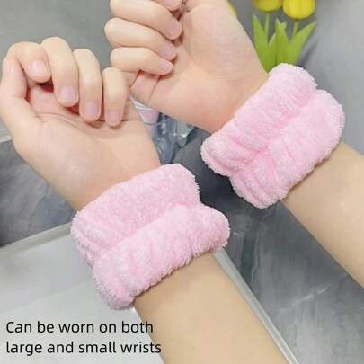 2 chiếc vòng tay mềm mại, vòng tay thể thao thấm mồ hôi, vòng tay thấm hút để rửa mặt, không thấm nước, dây buộc tóc nơ để rửa mặt