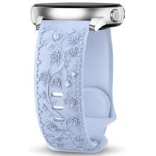 Unbeinst 1 条 20 毫米压纹玫瑰硅胶表带，女式防水运动表带，兼容三星 Galaxy Watch 6/5/4（40 毫米 44 毫米）/Galaxy Watch 5 Pro（45 毫米）/Galaxy Active 2/Galaxy Watch 3 - 淺藍 - 查看 1