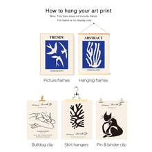 6入組大師藝術印刷品抽象馬蒂斯牆面裝飾展覽海報,復古藍色藝術印刷品,為富有美感的臥室裝飾而設,無框畫 - 款式 E - 查看 5