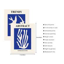 6入組大師藝術印刷品抽象馬蒂斯牆面裝飾展覽海報,復古藍色藝術印刷品,為富有美感的臥室裝飾而設,無框畫 - 款式 E - 查看 4