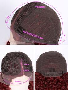 13*4*1 Lace Front Wigs  12 Inch Short Red Kinky Curly Wigs With Bangs For Synthetic Fiber Soft Hair For Chinese New Year Or Daily Use - Red - View 8