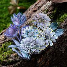 20入組睡蓮系列花卉激光銀色貼紙,用於日記裝飾 - 彩色 - 查看 3