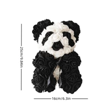 1個人工發泡玫瑰熊形裝飾與玫瑰,適用於情人節、母親節、周年紀念日、婚禮、生日和家居裝飾 - 貓熊款 - 查看 2