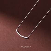 1pc S925 Silver Square Tubing Designer Style Collar Chain Necklace - Platinum - View 2