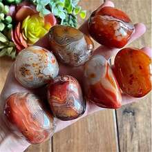 1塊天然瑪瑙石頭,可用於裝飾和按摩。每塊石頭都有獨特的花紋和形狀。隨機選擇發貨 - 彩色 - 查看 4