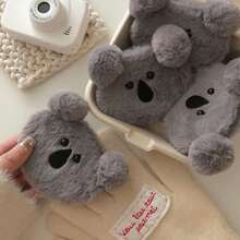1pc Cute Koala Plush Makeup Mirror, Portable Compact Mirror With 2 Sides For Makeup Touch- On The Go - Grey - View 2