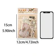 40pcs Vintage Style Scrapbooking Stickers Material Package, Handmade Collage Material For Holiday Gift Diy Decoration Base Paper, Personalized Planning Creative Stationery For School - Dusty Pink - View 11