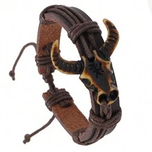 新款手工編織皮革復古時尚手鐲 - 新款皮質牛氣沖天手環 - 查看 8