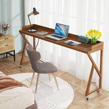 Tribesigns Overbed Table, 70.9" Queen Size Bed Table Over Bed Desk With Adjustable Tilt Board, Mobile Laptop Cart Computer Desk With 2 AC Outlets & 2 USB Ports On Wheels For Home/Hospital, Brown - Brown - View 5