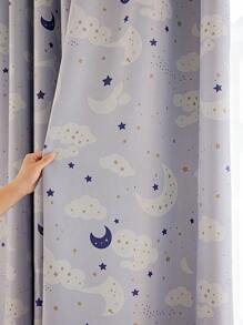1pc Galaxy Print Blackout Curtain For Window - Multicolor - View 12