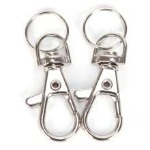 10pcs Unisex Metal Keychain With Rotatable Clip, Dual Ring Hook, Anti-Theft Elastic Keyring - Silver - View 1