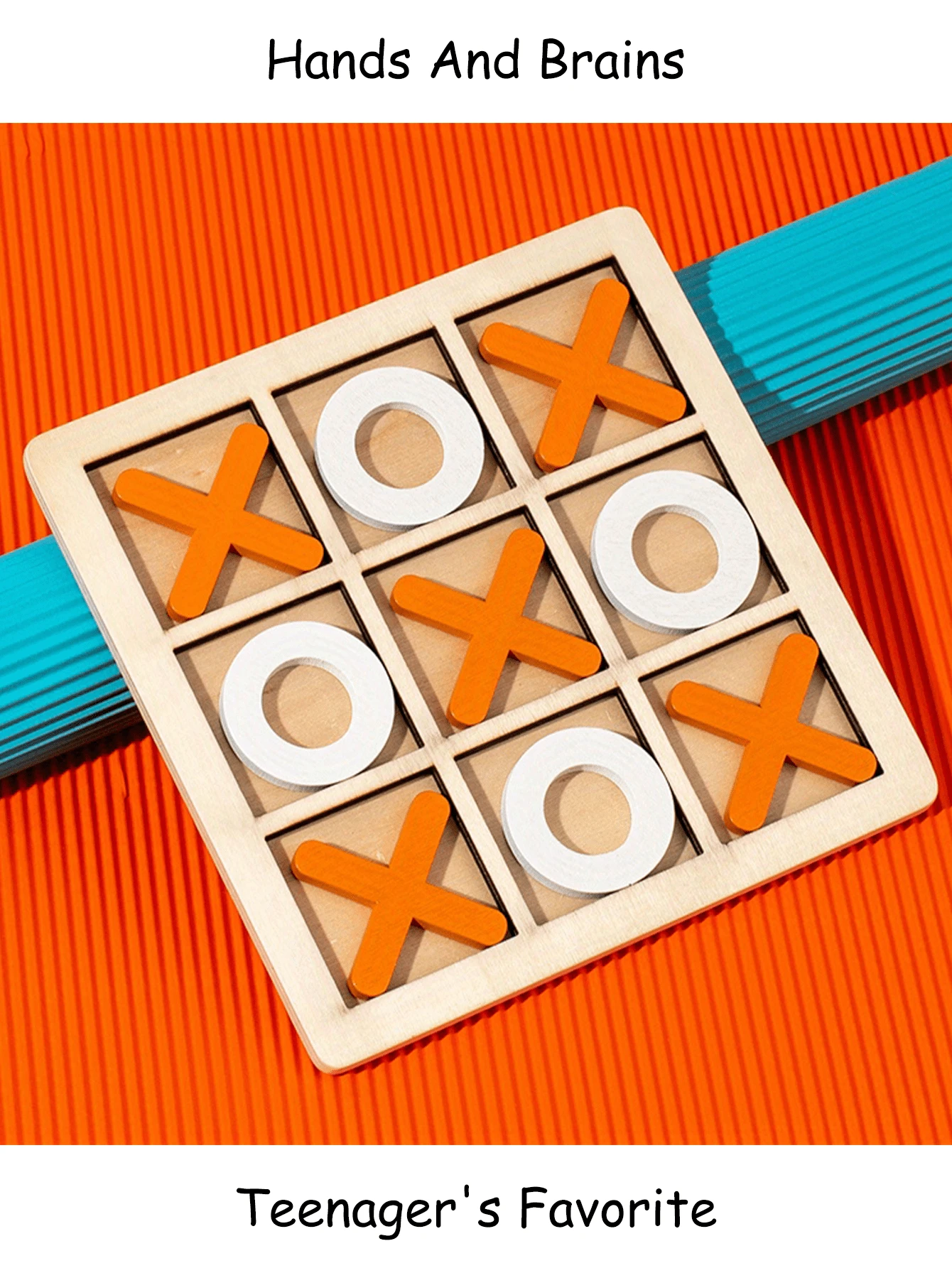 1套桌上遊戲,橙白色tic Tac Toe拼圖,木質九宮格培養邏輯思維玩具,創意禮物休閒競技遊戲,適合初學者和青少年 - 橘白色 - 查看 1