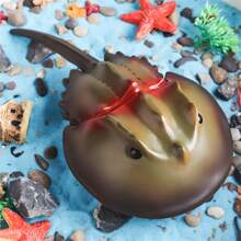 野生海洋动物模型河豚龟鲎蟹可动人偶，柔软可爱，趣味万圣节教育玩具节日礼物 - 黑色 - 查看 3